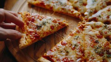 Person Picking Up Slice of Pizza photo