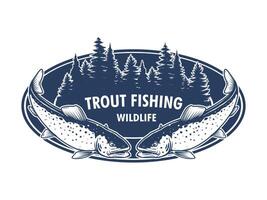 Wild Trout Fishing logo Drawing Template vector
