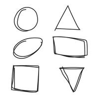 Doodle lines square, circles, rectangle .hand drawn design elements isolated on white background. illustration. vector