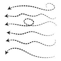 conjunto de punteado flechas, conjunto flechas y direcciones señales, punteado flecha , flecha rayado . vector
