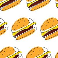 Pattern Of Burger With Yellow Background Illustration vector