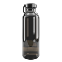 ein schwarz Wasser Flasche mit ein schwarz Deckel auf ein transparent Hintergrund png