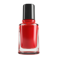 Red Nail polish bottle with black cap on transparent background png