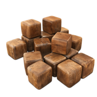 Wooden cubes on transparent background. png