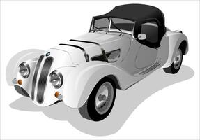 Old bmw white car for background vector