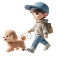 aigenerated boy walking with dog png