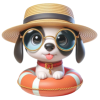 aigenerated dog wearing a hat on a life ring png