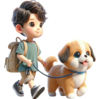 aigenerated boy walking with dog png