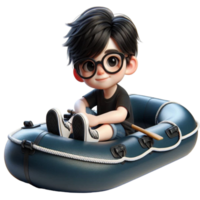 aigenerated boy in a boat with glasses png