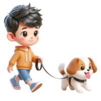 aigenerated boy walking with dog png