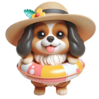 aigenerated dog wearing a hat on a life ring png