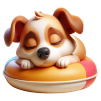 aigenerated dog sleeping on inflatable png