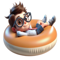 aigenerated boy laying on an inflatable png