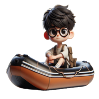 aigenererad pojke i en båt med glasögon png