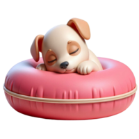 aigenerated dog sleeping on inflatable png