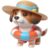 aigenerated dog wearing a hat on a life ring png