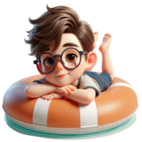 aigenerated boy laying on an inflatable png