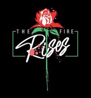 Illustration, handmade of stylized rose with text and splash of paint. vector