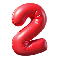 3d plastic foil balloon number 2 shaped png