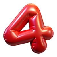 3d plastic foil balloon number 4 shaped png