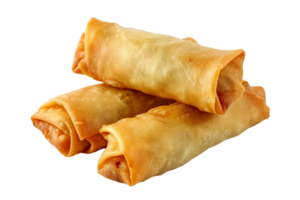 Three Traditional Chinese Spring Rolls isolated on transparent background png