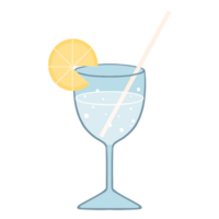 cocktail verre avec citron tranche et paille png