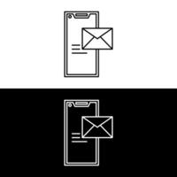 Send message in thin line phone. flat linear style trend modern logotype outlined ui graphic art design isolated on white and black background vector