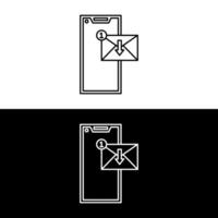 new message in thin line phone. flat linear style trend modern logotype outlined ui graphic art design isolated on white and black. vector
