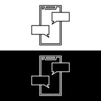 Outline Dialogue Icon isolated on white and black background. Line Chat symbol for your web site design, logo, app, UI vector