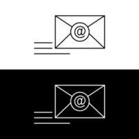 Email Message Sent Blue Line Icon On White and black Background vector