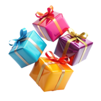 Group of Four Colorful Wrapped Presents png