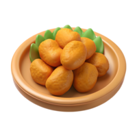 Golden Nuggets Served On A Brown Plate With Green Garnish In Natural Light png