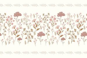 Floral pattern seamless vintage embroidery texture boho design style. vector