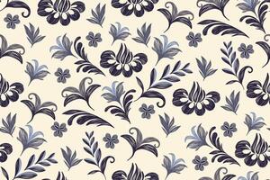 Floral pattern seamless vintage embroidery texture boho design style. vector