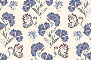 Floral pattern seamless vintage embroidery texture boho design style. vector