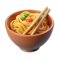 plate of Asian noodles with green peas and beans. isolated 3D icon on transparent background png