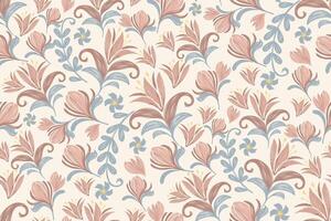 Floral pattern seamless vintage embroidery texture boho design style. vector