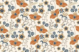 Floral pattern seamless vintage embroidery texture boho design style. vector