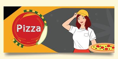 Pizza bandera diseño para restaurante vector