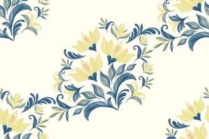 Floral pattern seamless vintage embroidery texture boho design style. vector