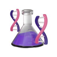 Laboratory Insights of DNA and Beaker for Science Education. 3D Render png
