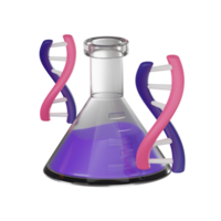 laboratorium inzichten van dna en beker voor wetenschap onderwijs. 3d geven png