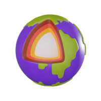 Exploring earth depths geology and render for science and education. 3D render png