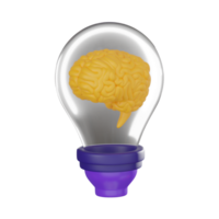 Bright Minds of Brain Bulb Idea for Creative Innovation. 3D Render png