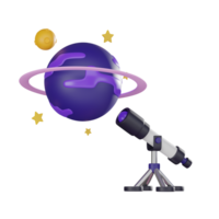 erkunden das Kosmos von Teleskop und Planeten zum Astronomie Enthusiasten. 3d machen png