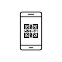 qr scan code on phone icon design outline style vector