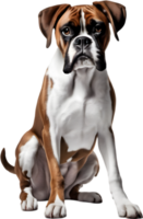 Adorable Boxer dog poses for a portrait. AI-Generated. png