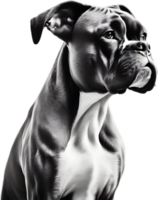 Adorable Boxer dog poses for a portrait. AI-Generated. png