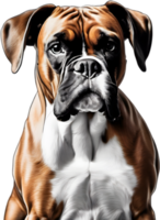 Adorable Boxer dog poses for a portrait. AI-Generated. png