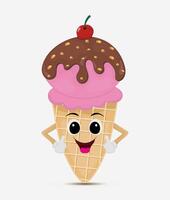 cute cartoon ice cream character isolated vector